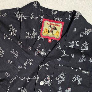 Cinch Classic Cowboy Collection Camp Shirt XS Rodeo Print Short Sleeve Western